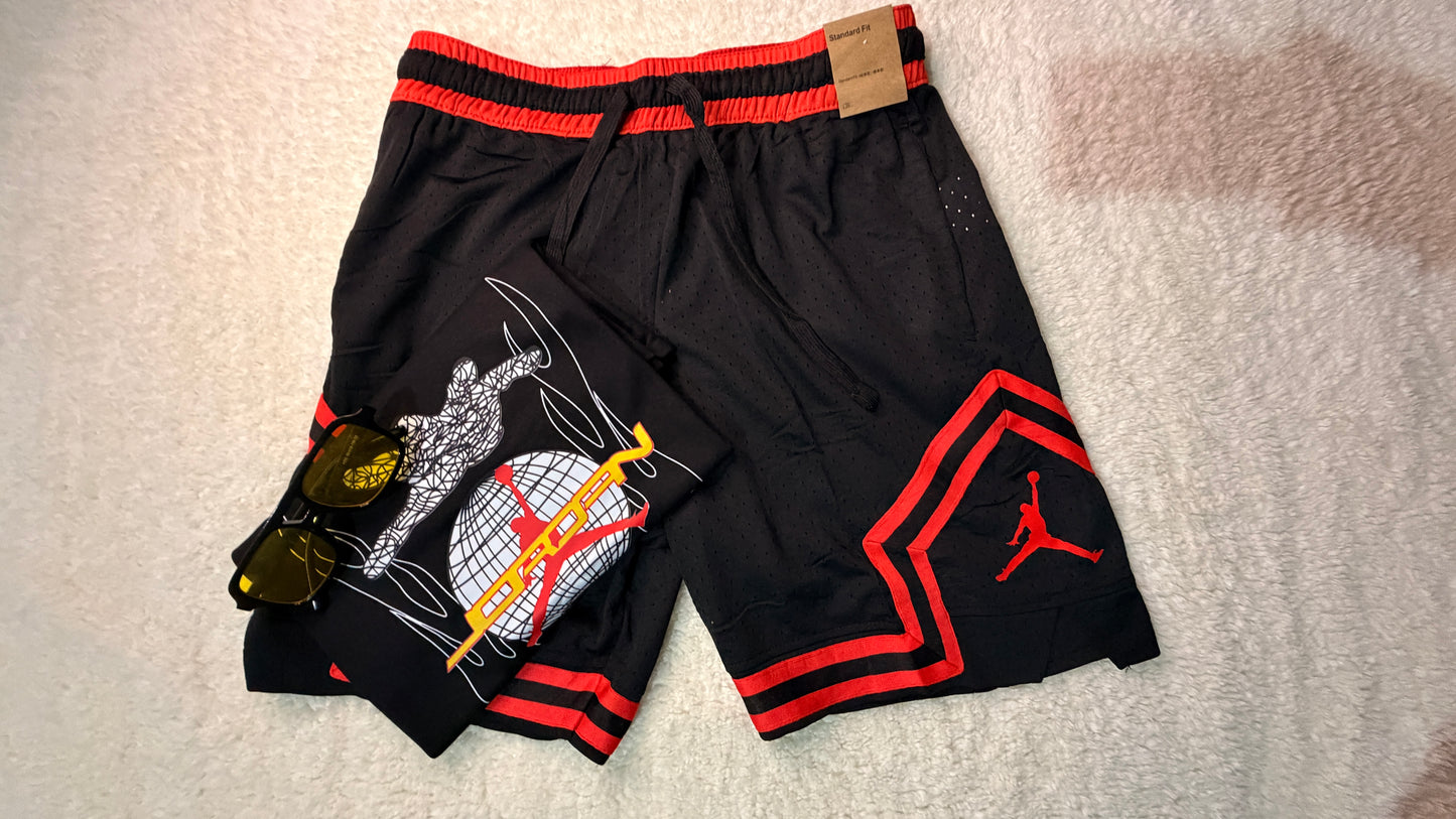 Short deportivo de hombre /premium negro/rojo talle S