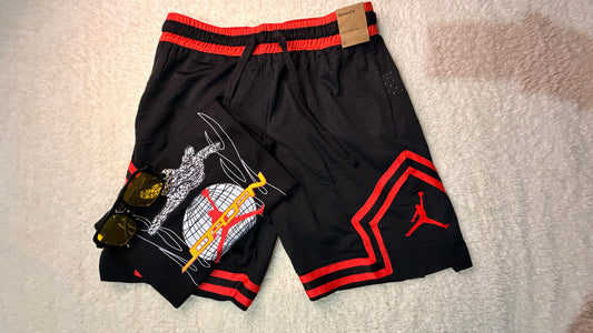 Short deportivo de hombre /premium negro/rojo talle S